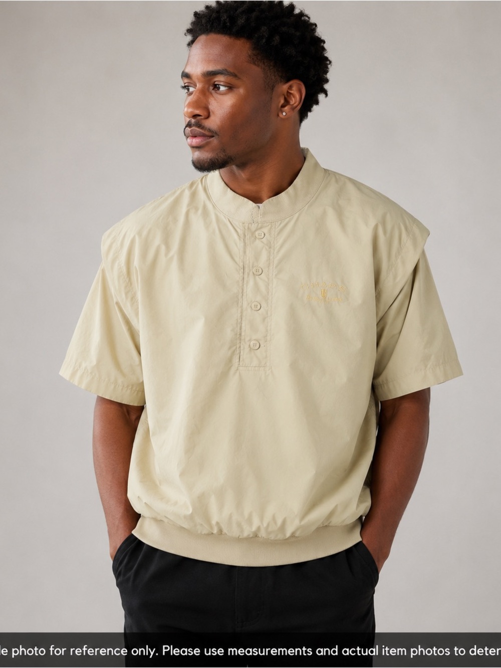 Ben‎ Hogan Golf Pullover Jacket Mens XL Khaki Short Sleeve Quarter Button